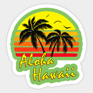 Aloha Hawaii Retro Sunset Sticker